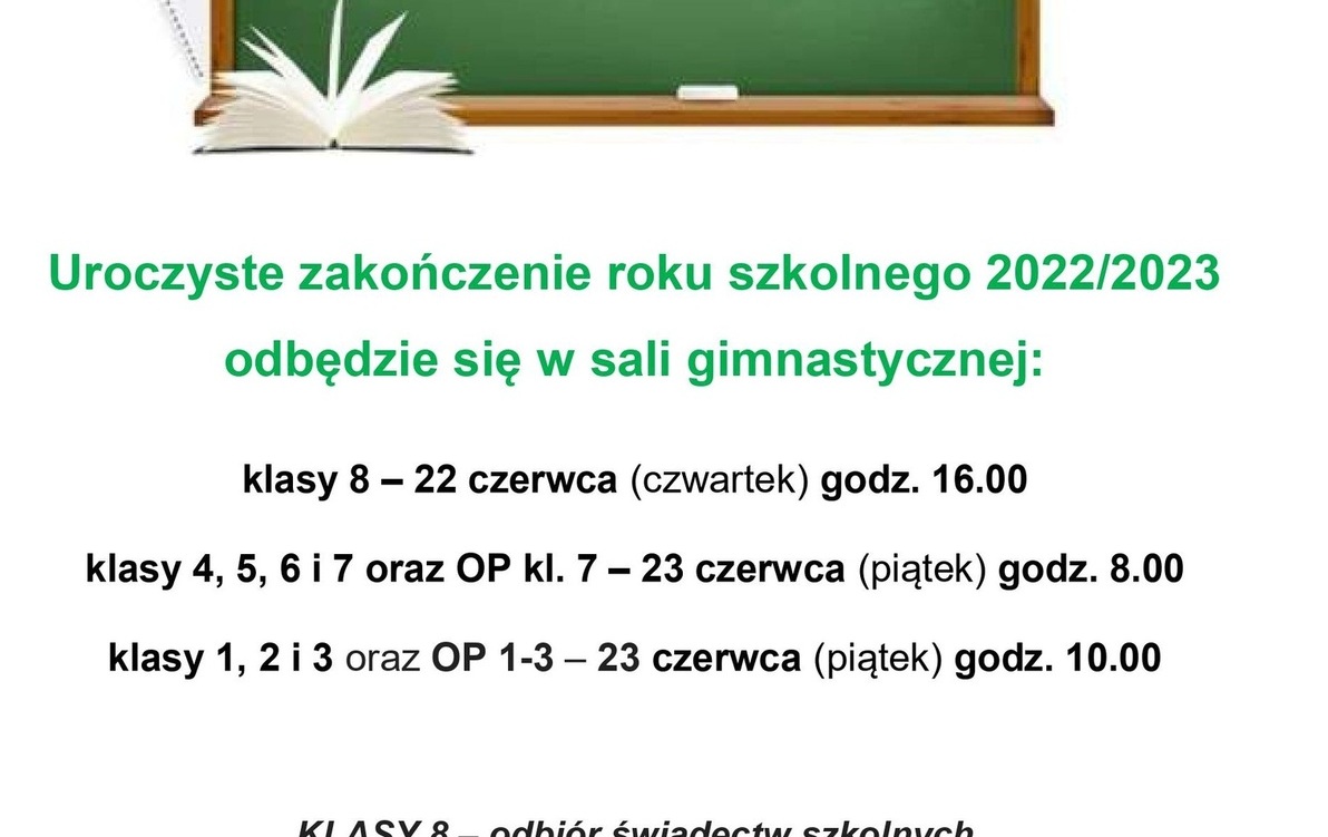 Zdjęcie do ZAKOŃCZENIE ROKU SZKOLNEGO