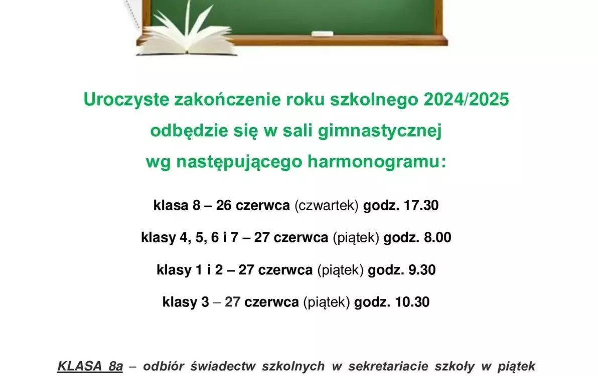 Zdjęcie do Zakończenie roku szkolnego 2024/25