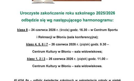 Zdjęcie do Zakończenie roku szkolnego